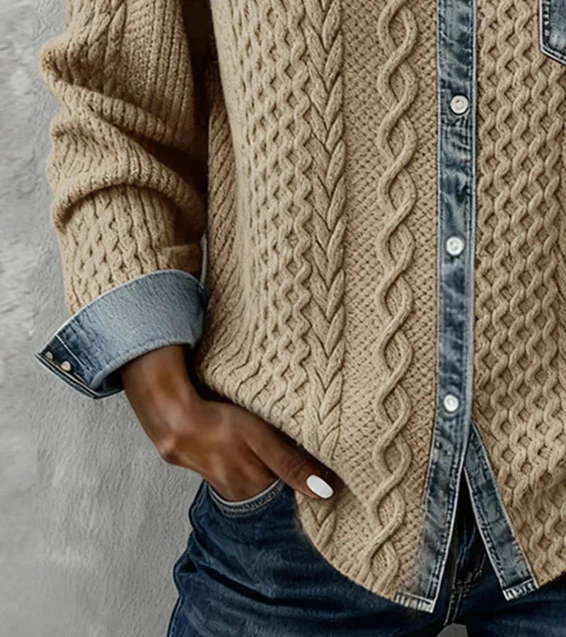 Ambra™ | Camicia in Maglia con Dettagli Denim